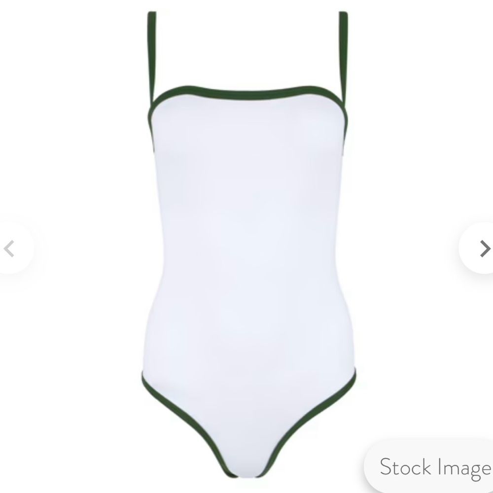 Minnow women's white with charleston green trim one piece swimsuit - size small